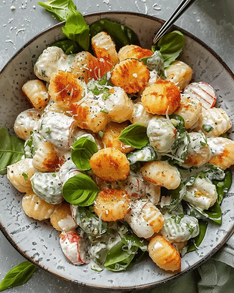 Crispy Gnocchi Salad with Yogurt Dressing