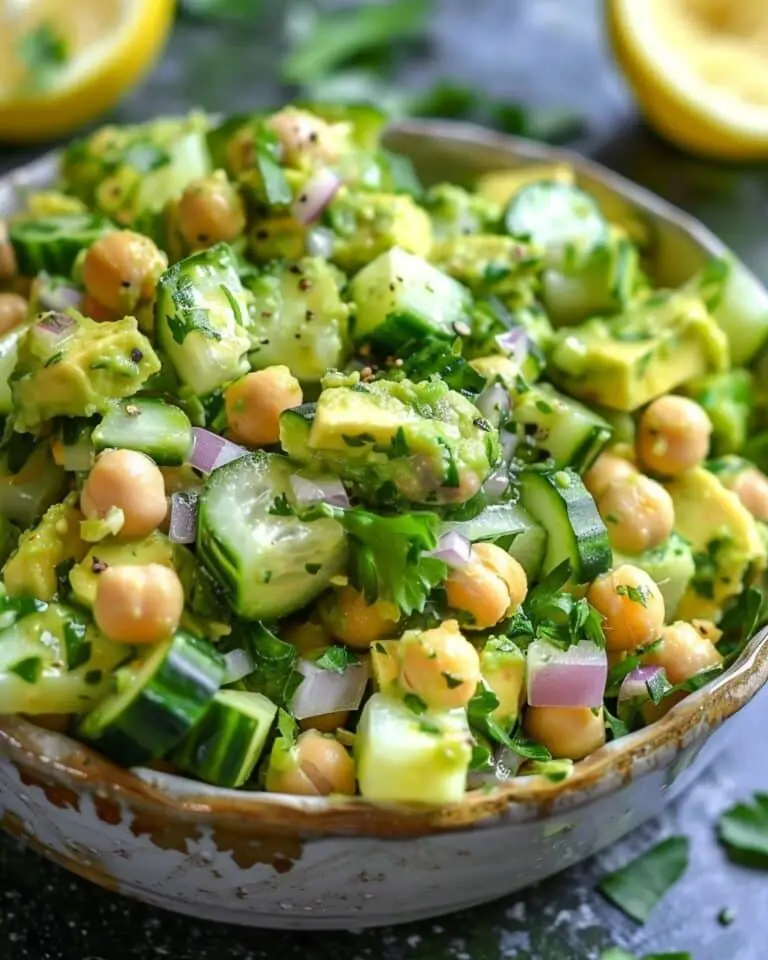 Chickpea Avocado Cucumber Salad with Lemon Dressing
