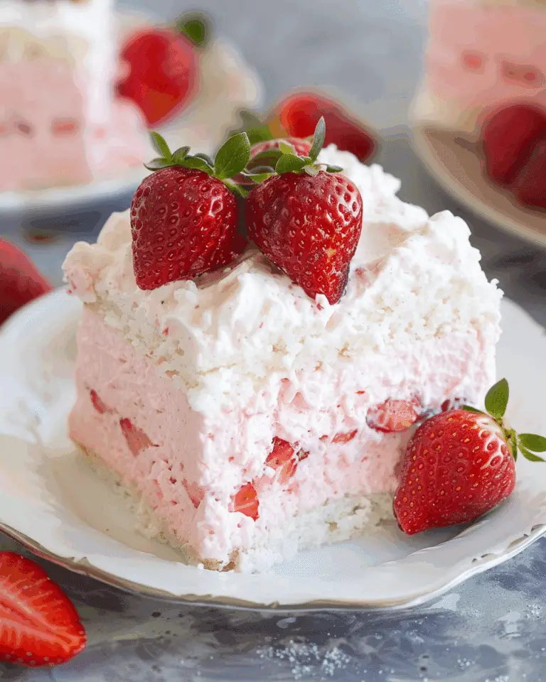 3 Ingredient No Bake Strawberry Cloud Cake (No Flour, Eggs, Added Sugar, Butter or Oil)