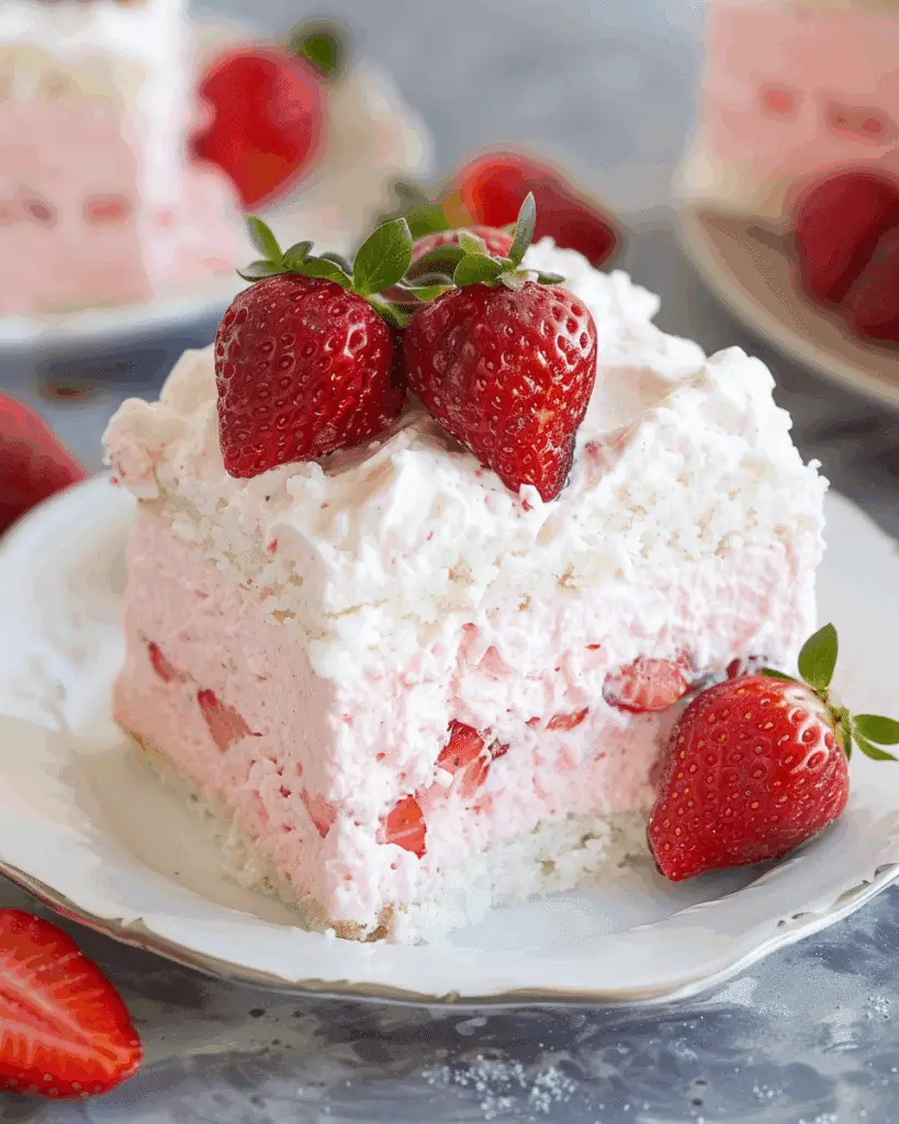 3 Ingredient No Bake Strawberry Cloud Cake (No Flour, Eggs, Added Sugar, Butter or Oil)