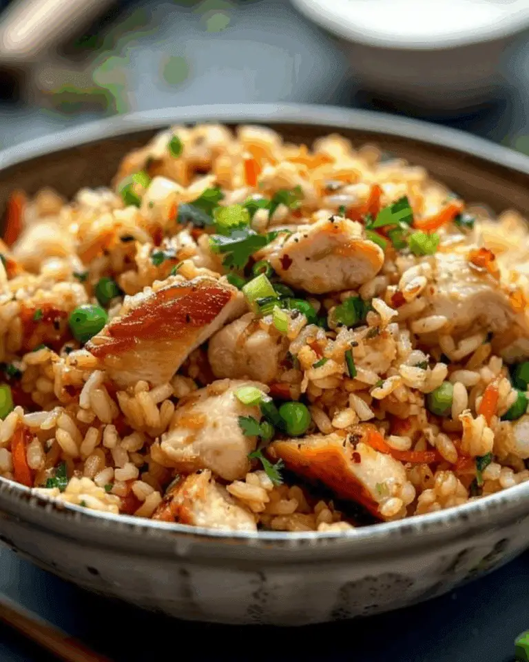 High Protein Crispy Garlic Chicken Fried Rice