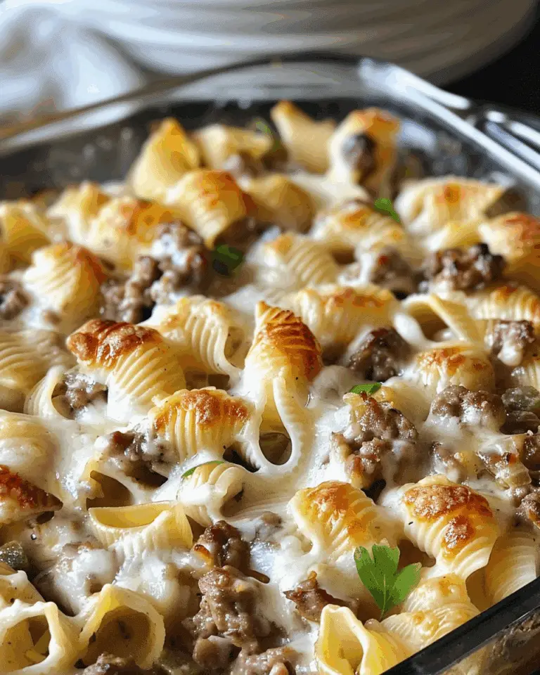 Philly Cheesesteak Casserole with Pasta Shells