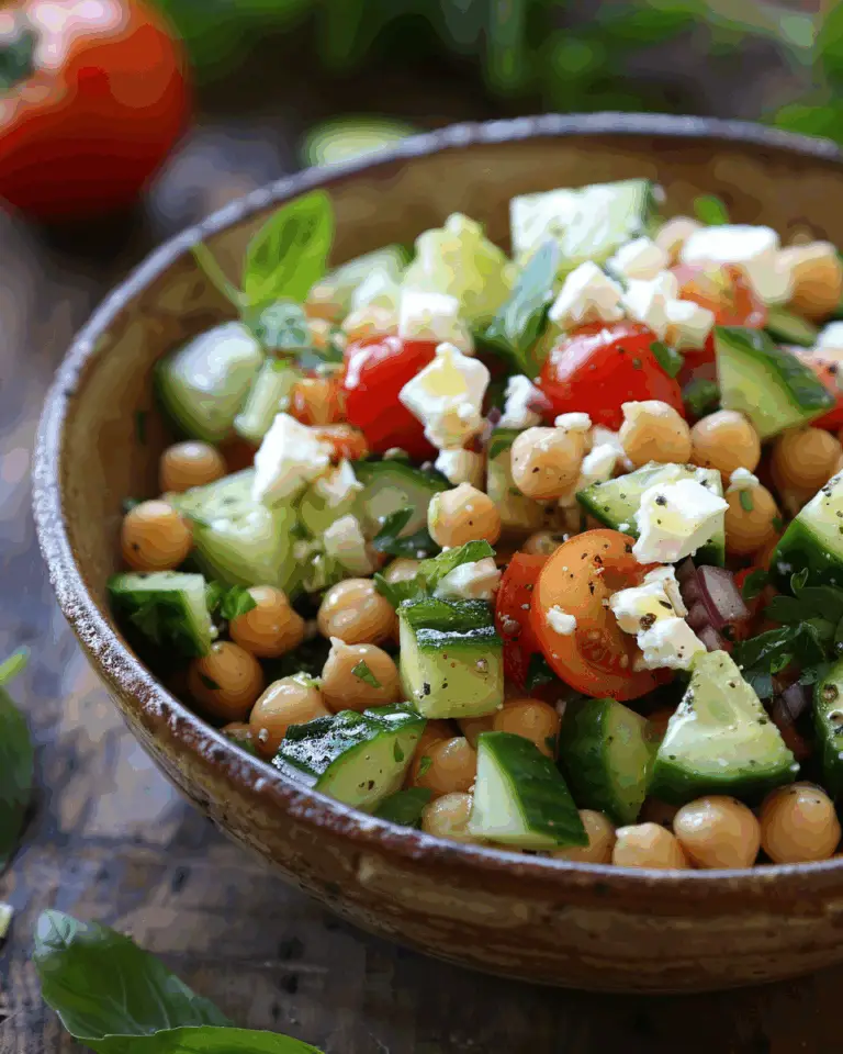 Easy Chickpea Cucumber Salad with Feta and Tomatoes