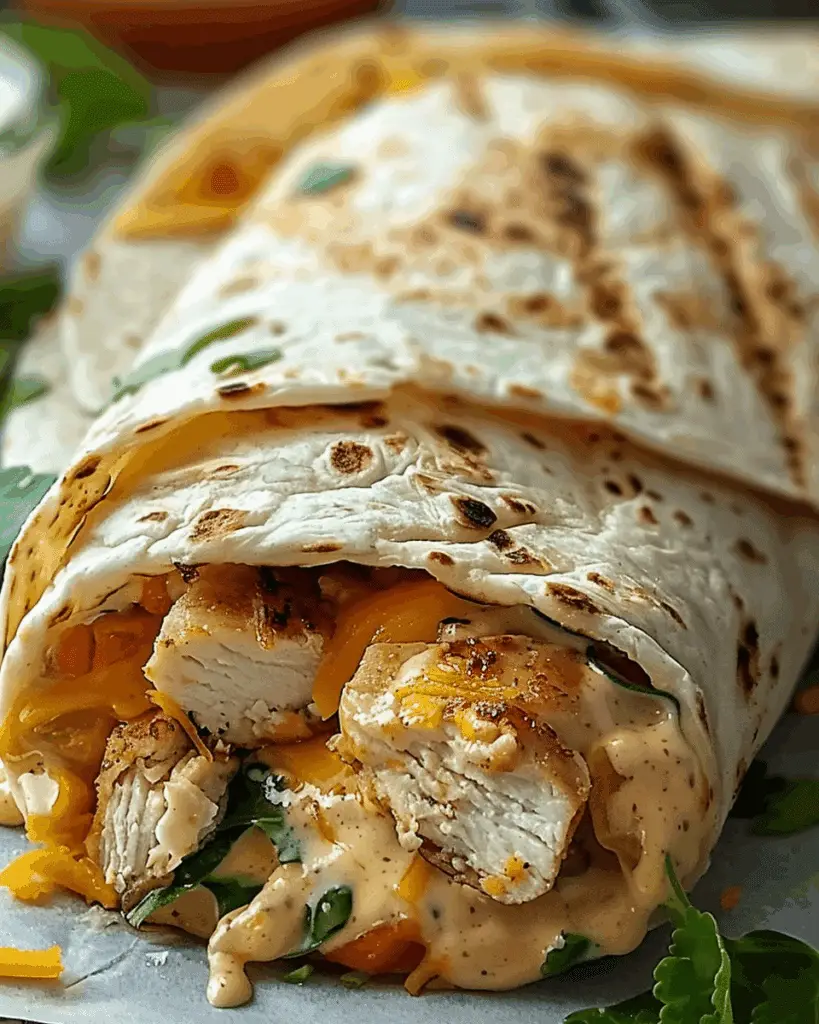 Cheesy Garlic Chicken Wraps