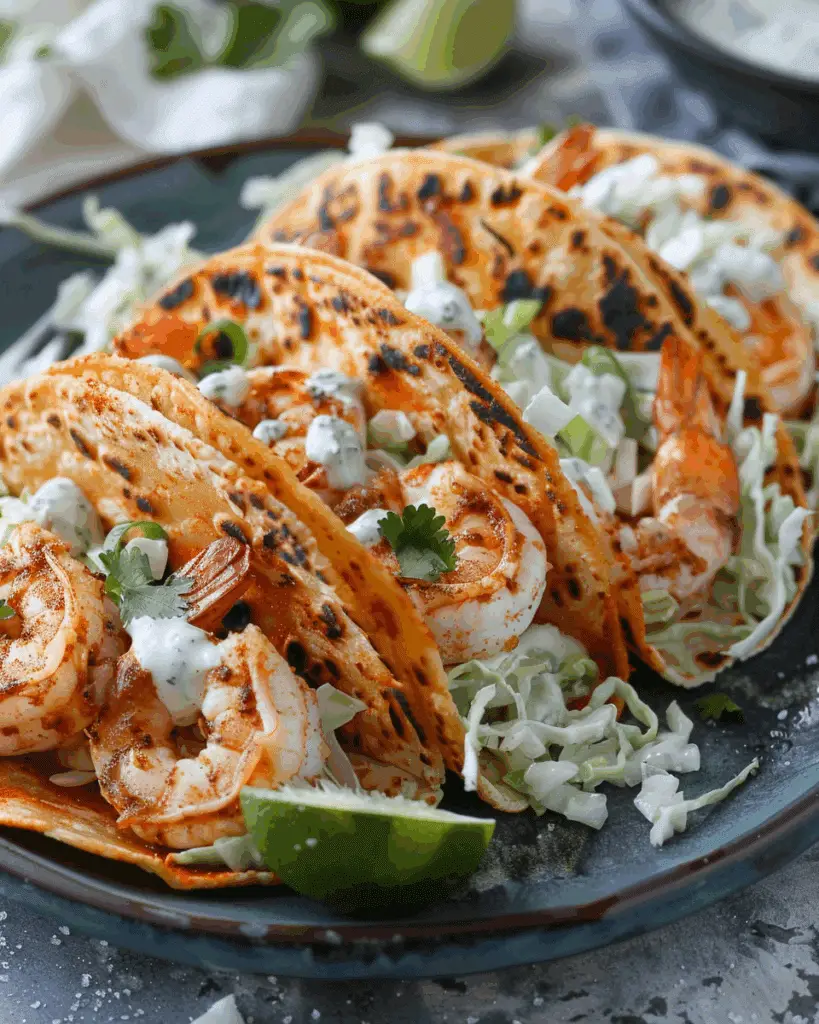 Cilantro Lime Shrimp Tacos with Creamy Slaw