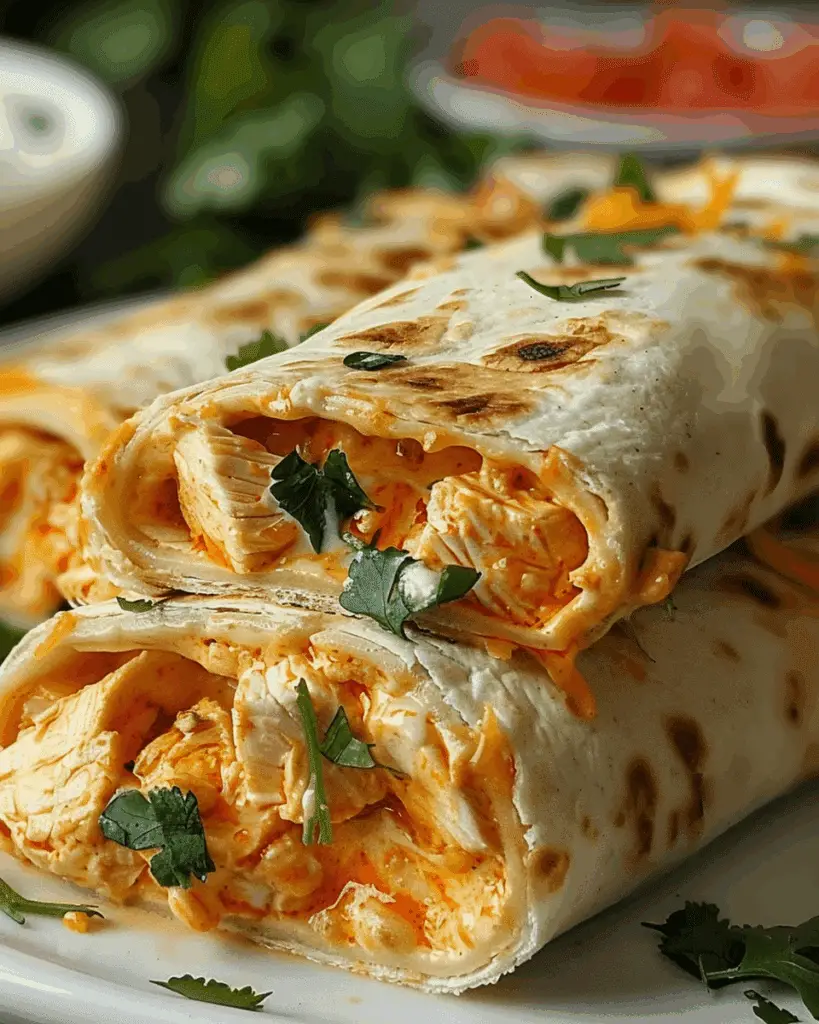 High Protein Low Calorie Cheesy Buffalo Chicken Burritos