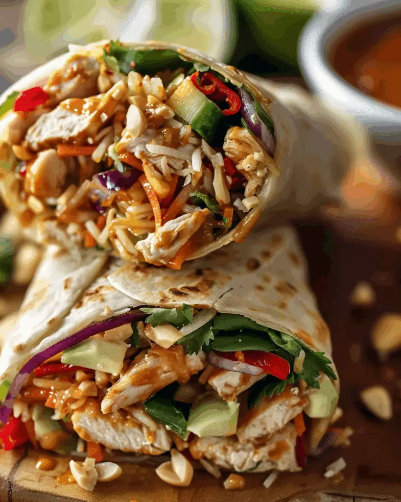 Thai Peanut Chicken Wraps