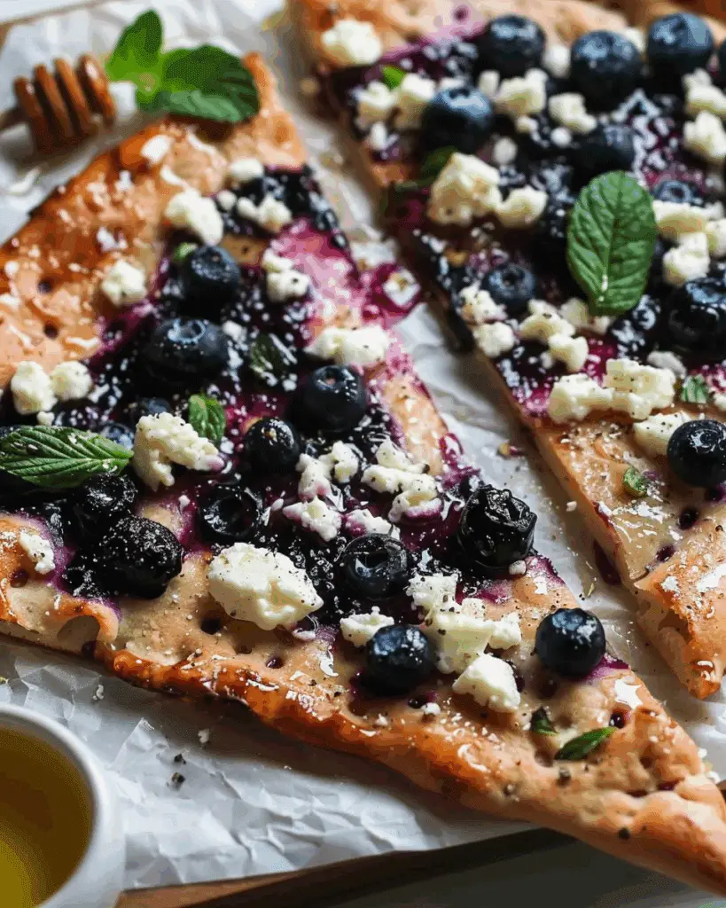Blueberry Feta Flatbread with Hot Honey