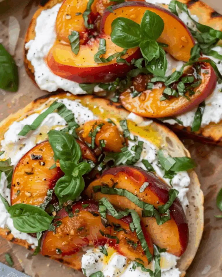 Quick Peach Bruschetta with Whipped Ricotta