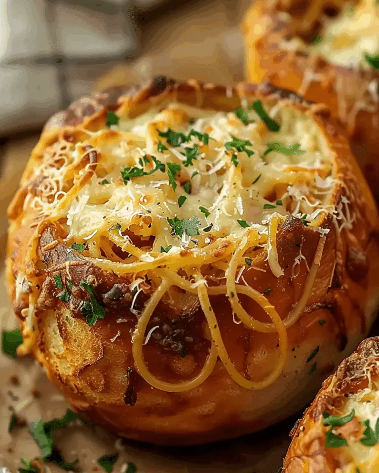 Spaghetti Garlic Bread Bowls