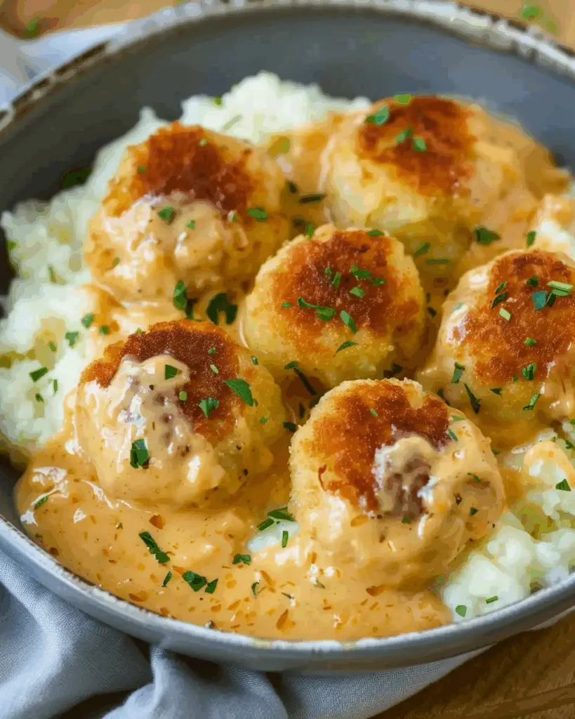 Meatballs in Creamy Sauce with Mashed Potatoes