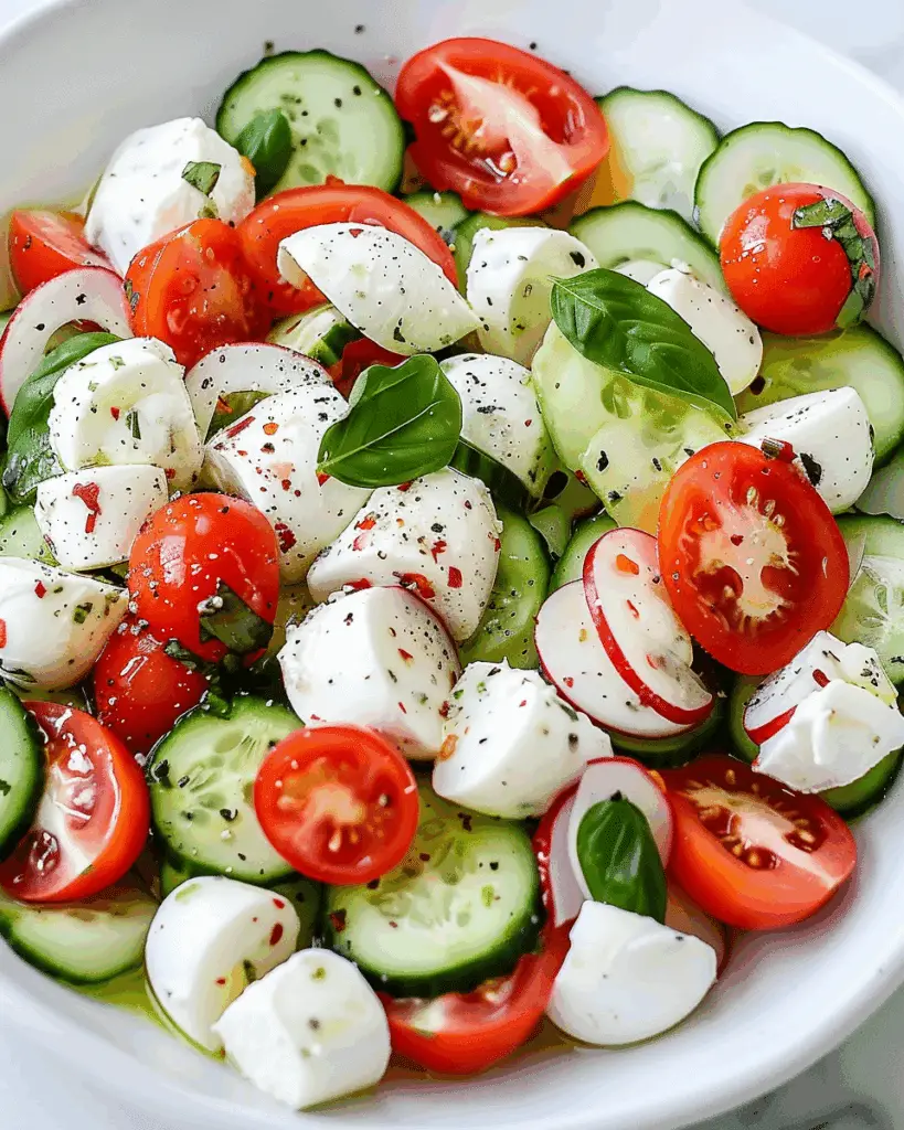 Fresh Cucumber Caprese Salad