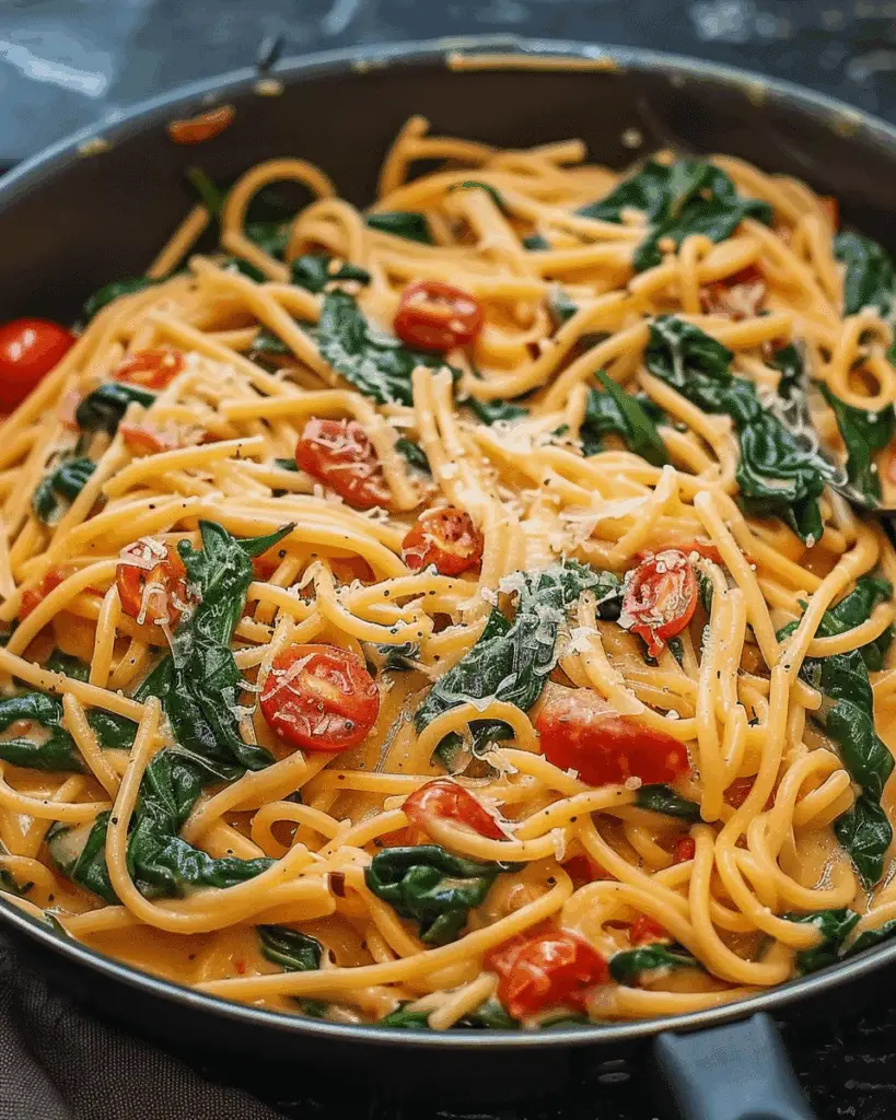 One-Pot Spinach Tomato Pasta