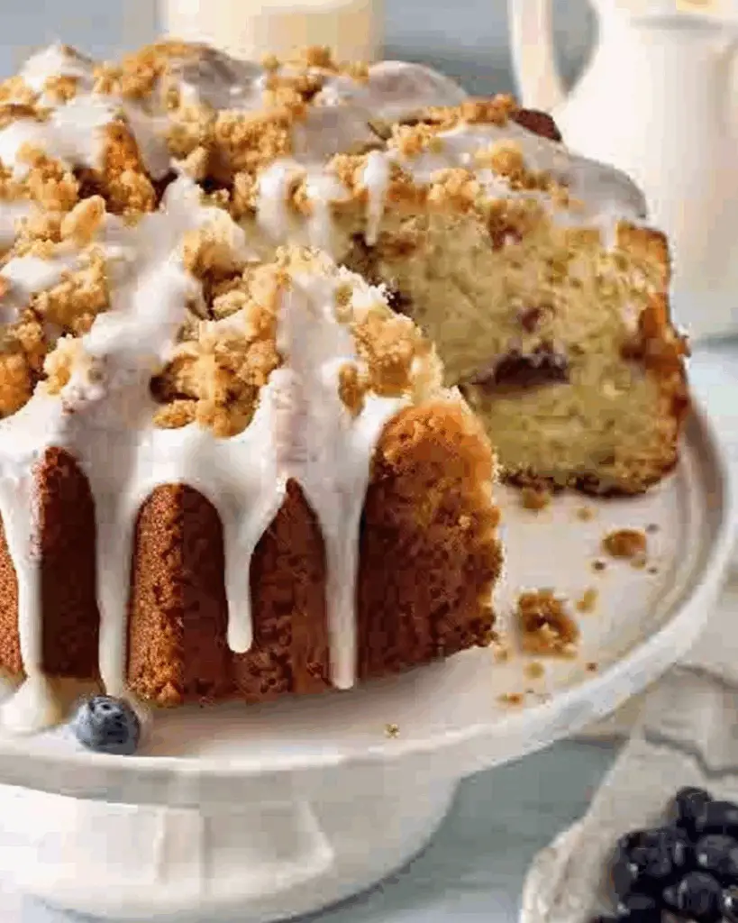 Coffee Cake with Streusel and Lemon Cream Cheese Glaze