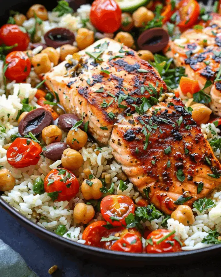 Mediterranean Salmon with Rice and Chickpeas