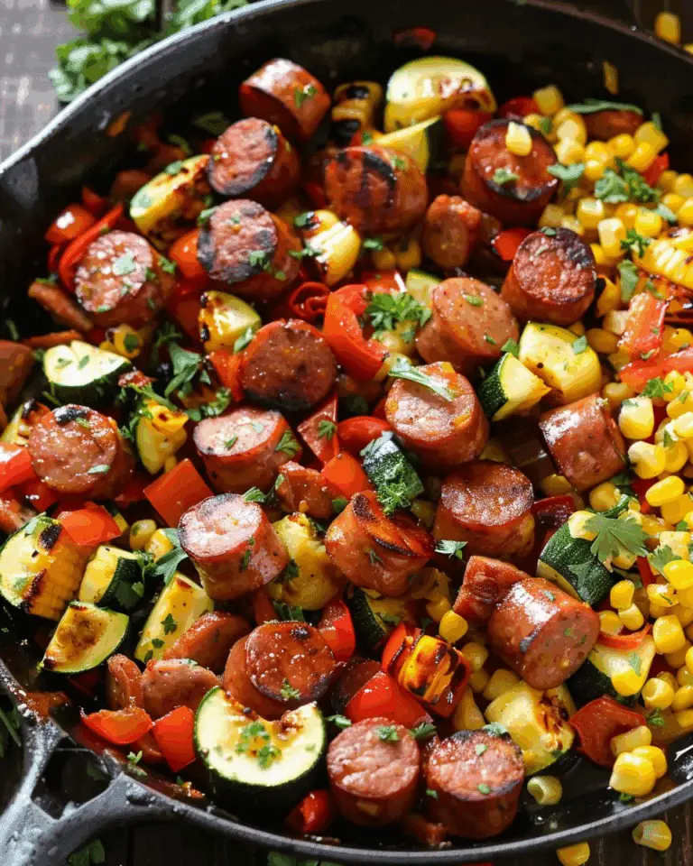 Summer Sausage and Veggies Skillet (with Corn, Zucchini, Bell Peppers, and Cilantro)