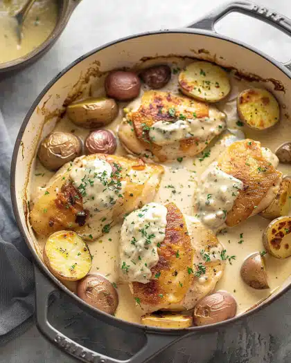 Chicken and Potatoes with Dijon Cream Sauce