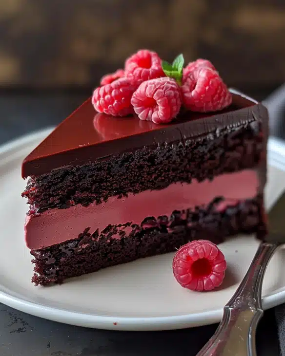 Dark Chocolate Raspberry Mousse Cake