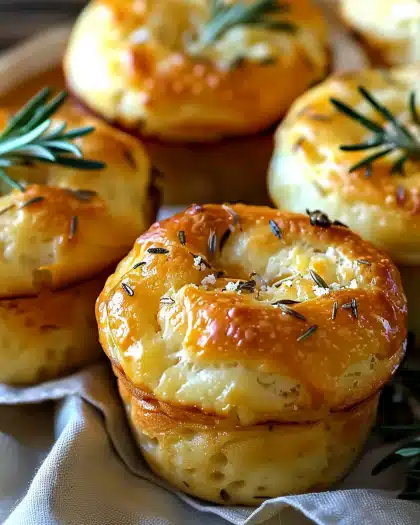 Golden Crust Garlic Rosemary Focaccia Muffins