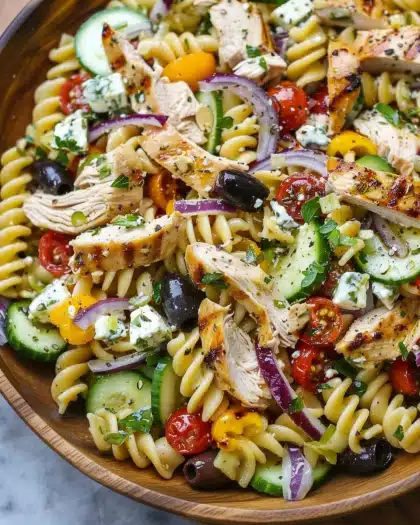 Greek Chicken Pasta Salad