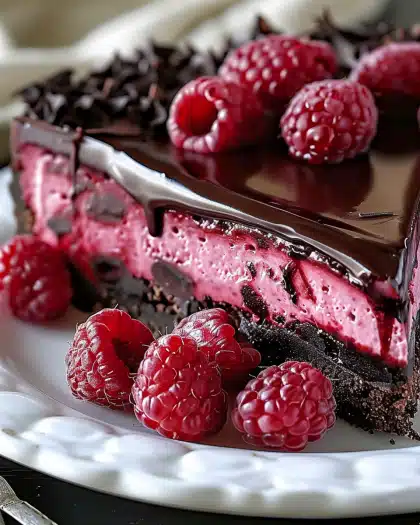 Decadent Dark Chocolate Raspberry Cheesecake
