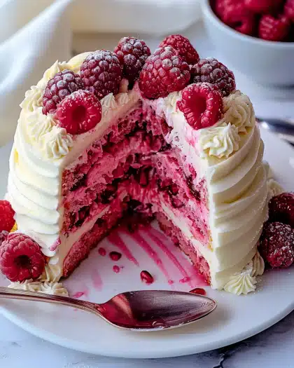 White Chocolate Raspberry Cake