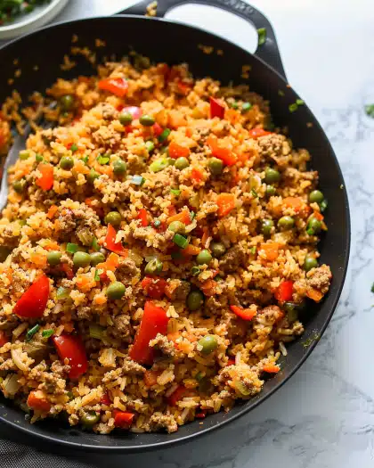 20-Minute Spicy Cauliflower Rice with Ground Turkey
