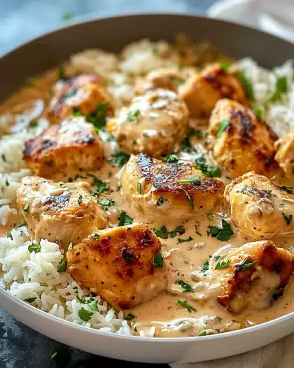 Creamy Smothered Chicken and Rice Delight