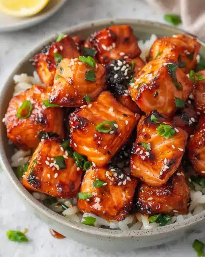 Crispy Honey Garlic Salmon Bites