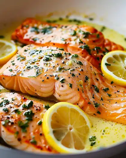 Flavorful Healthy Baked Salmon with Lemon Butter Sauce