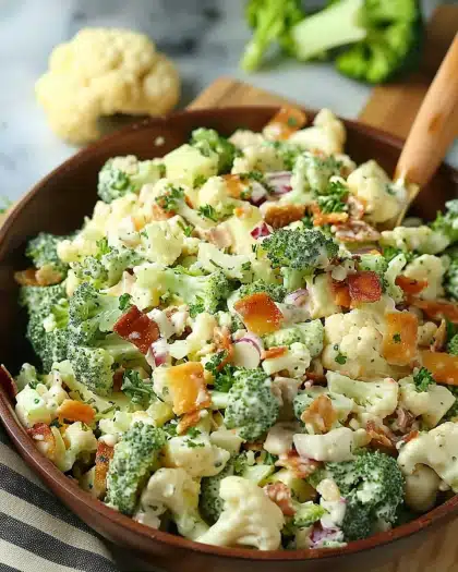 Loaded Broccoli Cauliflower Salad (Low Carb)