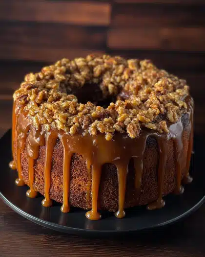 German Chocolate Bundt Cake with Caramel Pecan Topping