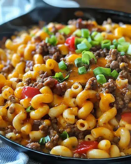 One-Pot Cowboy Beef Macaroni Skillet