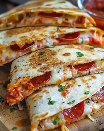 Pepperoni Cheese Pizza Quesadillas