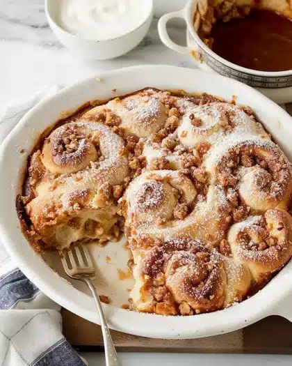 5-Ingredient Cinnamon Roll Dump Cake