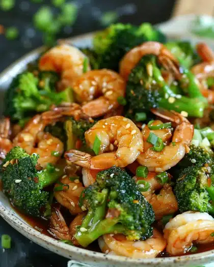Shrimp and Broccoli Stir Fry in Garlic Sauce