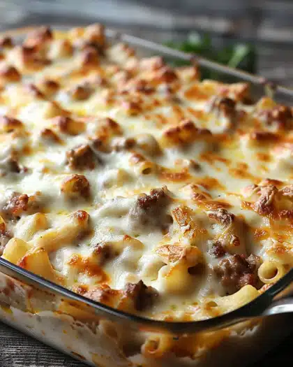 Beef Alfredo Ziti Casserole