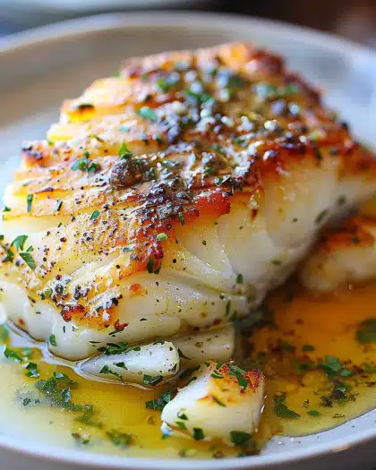 Golden Seared Cod with Herb Butter Sauce