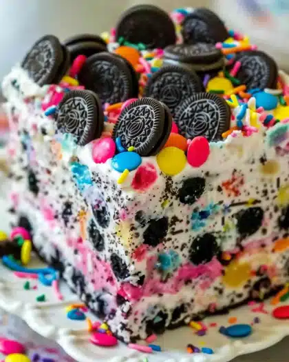 No-Bake Funfetti Oreo Icebox Cake