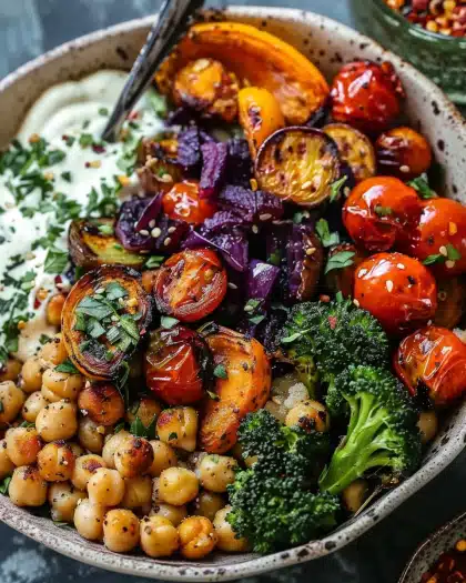 Roasted Veggie & Chickpea Bowls