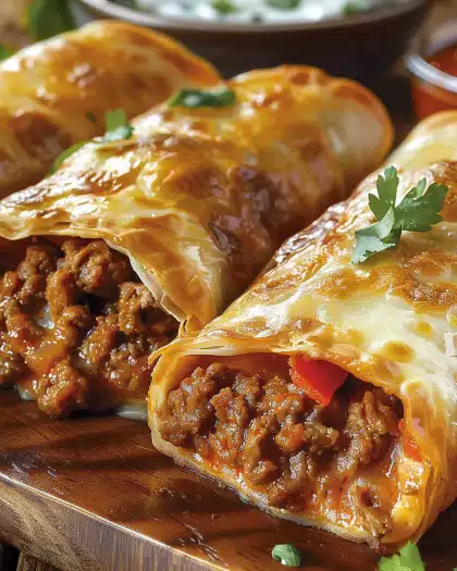 Crispy Beef Cheese Chimichangas