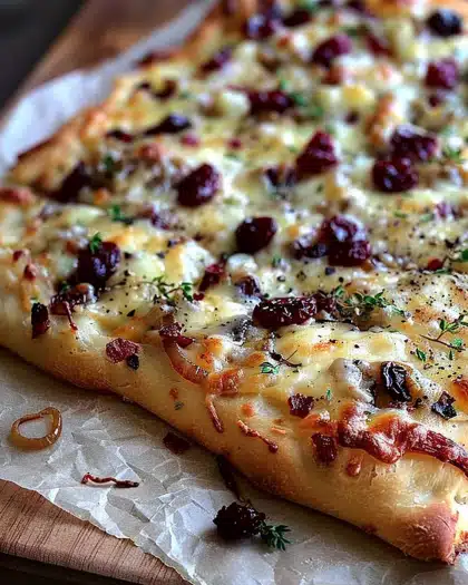 Rustic Caramelized Onion and Cranberry Flatbread with Gruyère Cheese