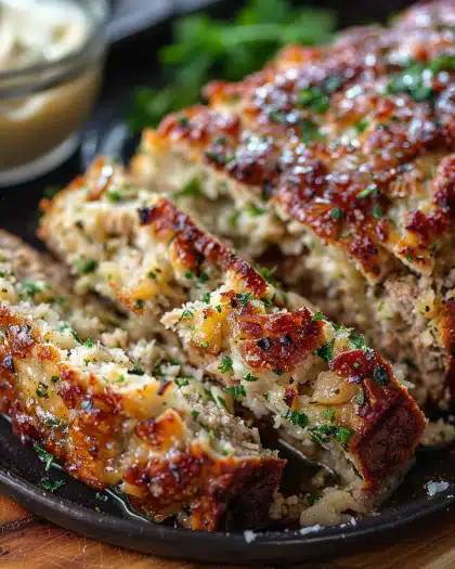 Melt-in-Your-Mouth Garlic Parmesan Chicken Meatloaf
