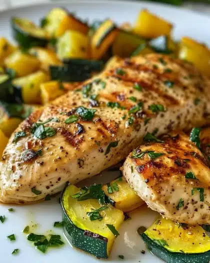 Healthy Chicken Breast with Zucchini and Squash