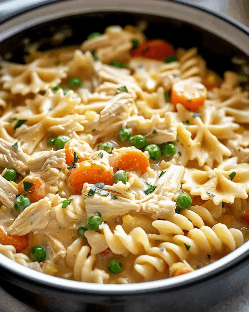 Slow Cooker Chicken Pot Pie Pasta