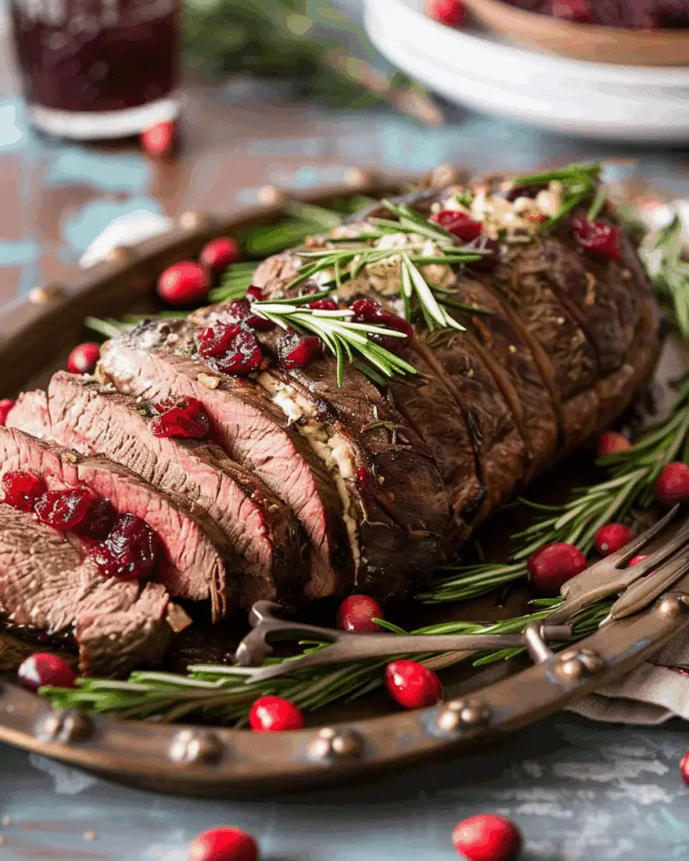 Cranberry Cream Cheese Stuffed Flank Steak