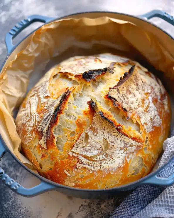 Dutch Oven No Knead Crusty Bread