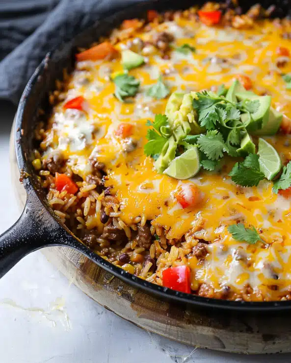 Mexican Beef and Rice Skillet