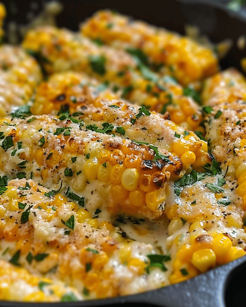 Cheesy Garlic Butter Skillet Corn