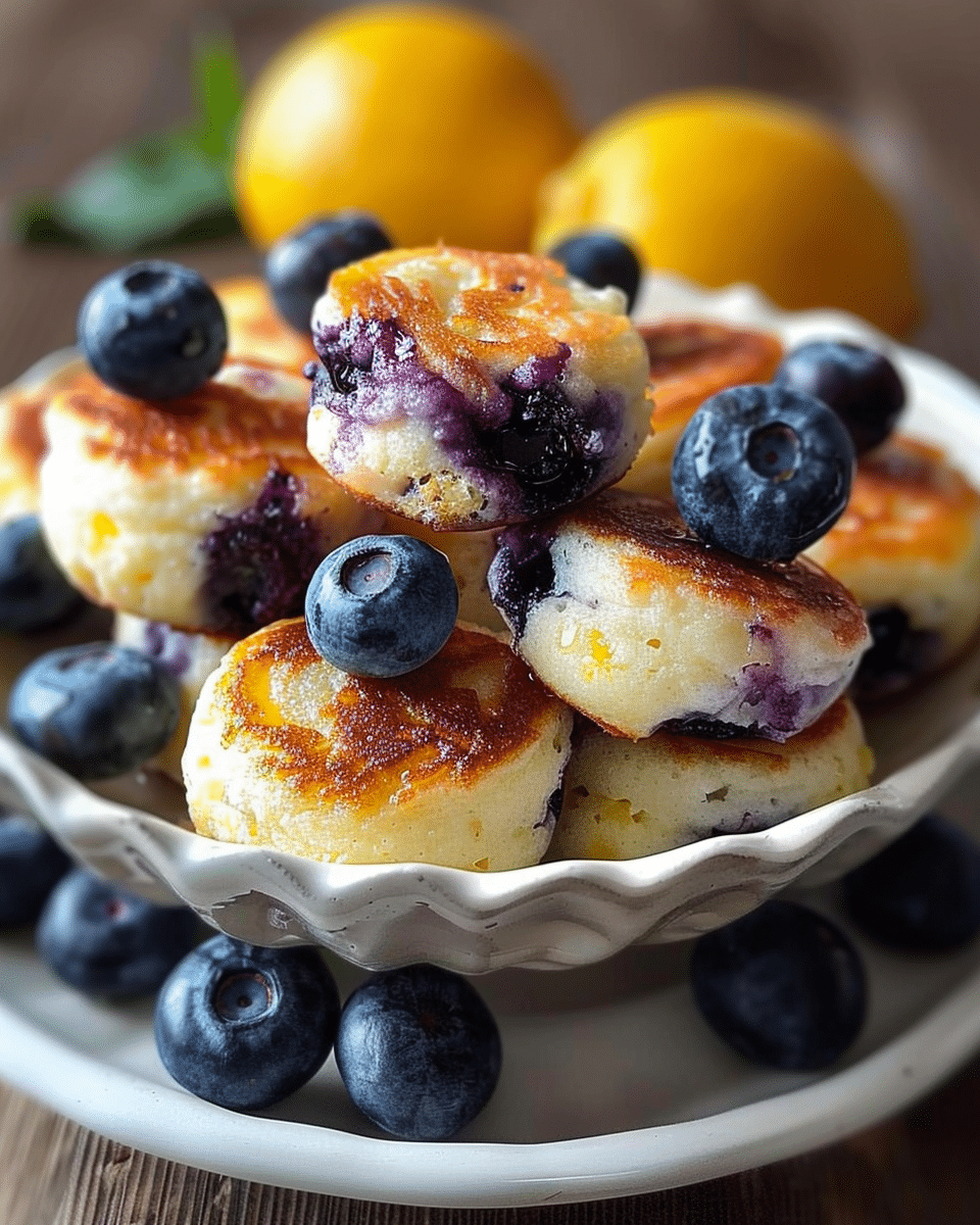 Blueberry Lemon Cottage Cheese Pancake Bites